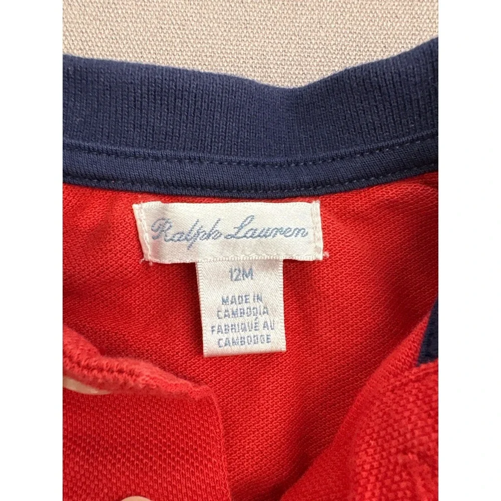 Ralph Lauren Baby Boys Colorblock Big Pony Polo Shirt Red Navy Blue 12M